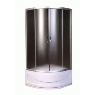 Душова кабіна Simple 99 LW 90*90см півкруг,скло фабрік, Сатин+Піддон 40см AquaStream
