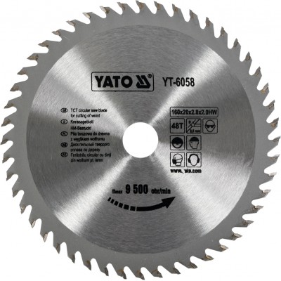 Диск пильн 160х20 48т YT-6058 YATO