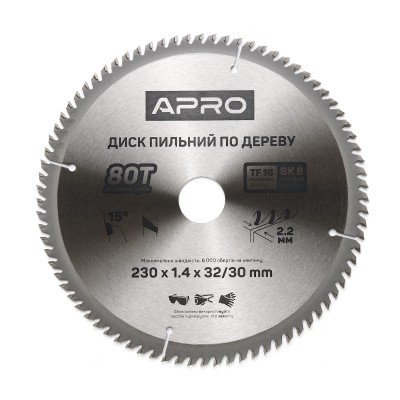 Диск пильний по дереву 230х32/30 80т 830204 APRO
