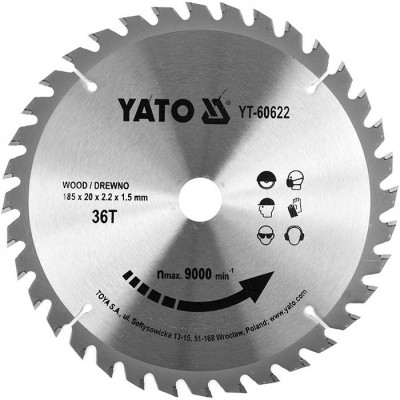 Диск пильн 185х20 36т YT-60622 YATO