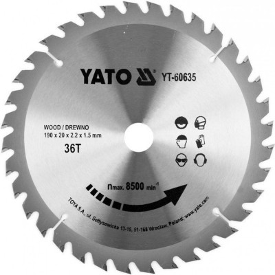 Диск пильн 190х20 36т YT-60635 YATO