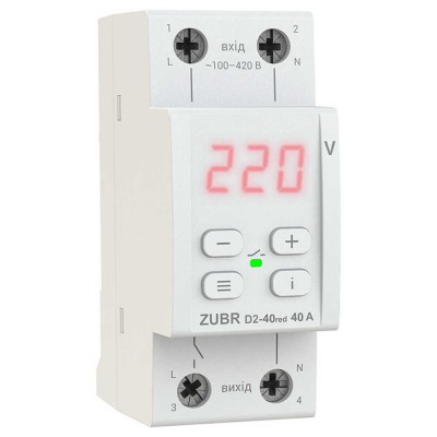 Реле напруги 1ф 63А D2-63 RED ZUBR