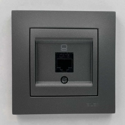 Розетка комп'ютерна антрацит мат.CAT6 RJ45 Vega EL-BI