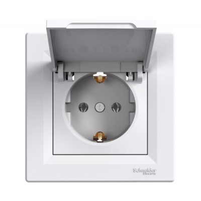 Розетка 1-а з/з з кришкою біла EPH3100121 ASFORA SCHNEIDER