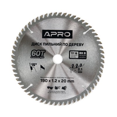 Диск пильн 190х20/16 60т 830173 APRO