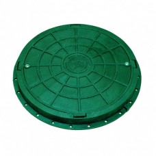 Люк круглий садовий полімерпіщаний каналізаційний 1,5т d730 зелений з замком (А15)