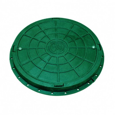 Люк круглий садовий полімерпіщаний каналізаційний 1,5т d730 зелений з замком (А15)
