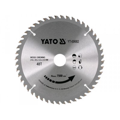 Диск пильний 216х30х3,2х2.2мм 48т YT-60682 YATO