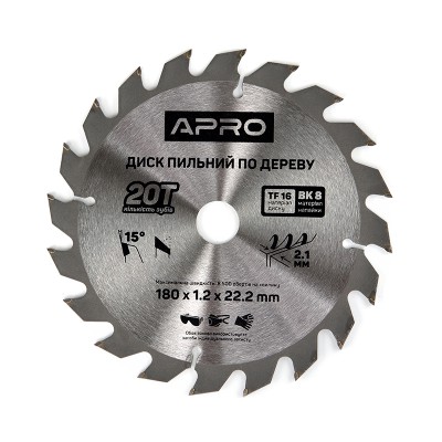 Диск пильн 180х22.2/20 20т 830132 APRO