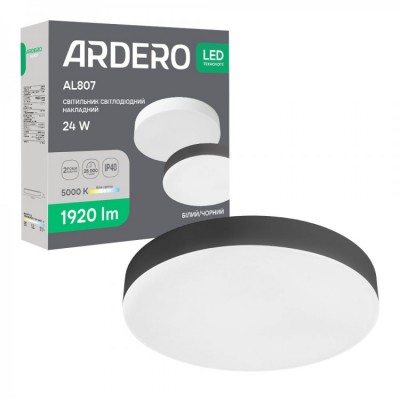 Світильник LED 24Вт круг 5000K AL807 80628 чорний ARDERO