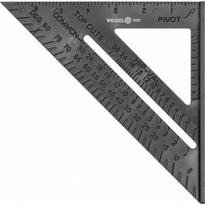 Кутник теслярський пластиковий 180мм 90°х45°х45° 18530 VOREL