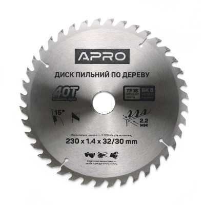 Диск пильний по дереву 230х32/30 40т 830202 APRO