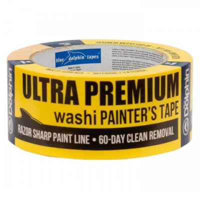 Стрічка малярна 38мм*50м. (жовта) Washi DOLPHIN