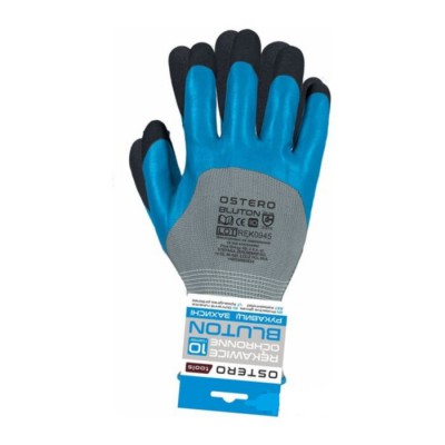 Рукавички cпец ВАМПІРКИ синтетичні сіро-голубі Bluton (латекс.покр.) р.10 REK0945 OSTERO