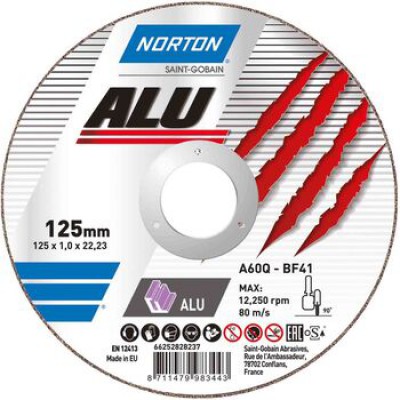 Диск відрізний алюм. 125х1.0х22 A60Q 66252828237 NORTON-Alu