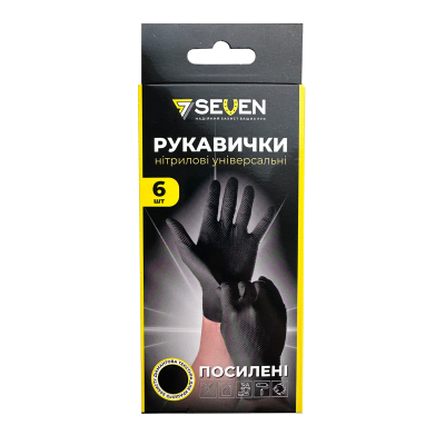 Рукавички cпец НІТРИЛОВІ M (уп.3пари) 69824 SEVEN