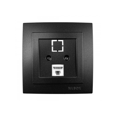 Розетка комп'ютерна чорна Touran CAT5e RJ45 NILSON